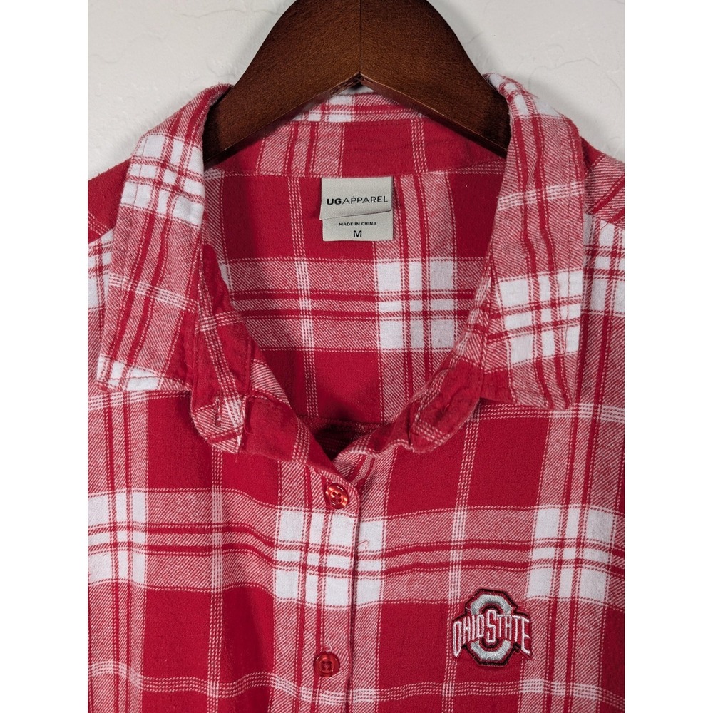 Ohio State Buckeyes Shirt Womens Medium Red NCAA Football UG Apparel Flannel - Picture 4 of 13